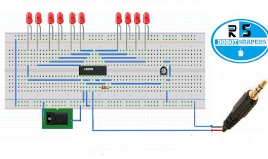 How to make music operated LED chaser ckt  - VU meter using LM3915 - LED disco